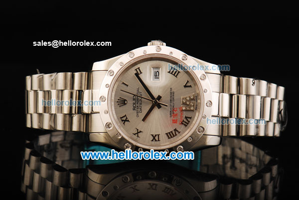 Rolex Datejust Oyster Perpetual Automatic Movement Full Steel with Silvery Dial and Diamond Bezel - Click Image to Close